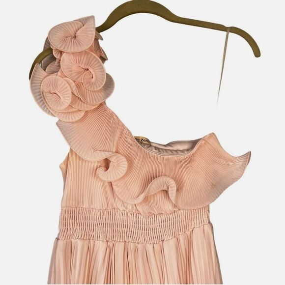 Lulus One Shoulder Pleated Ruffle Pink Dress M - Picture 4 of 11